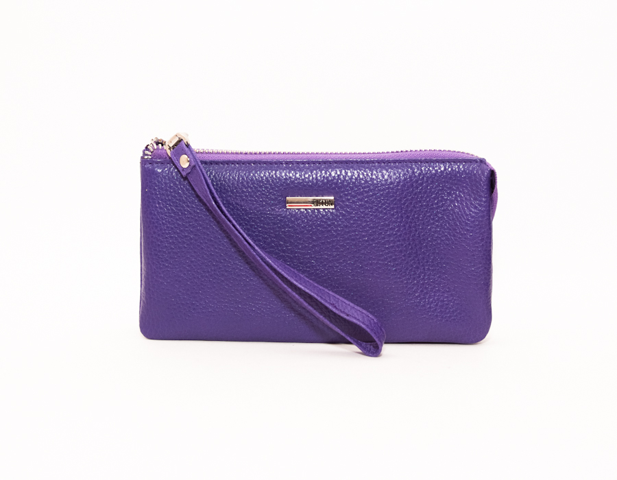 Фиолетовый кошелек из натуральной кожи
